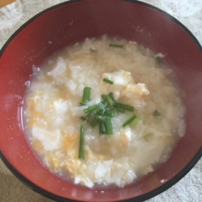 風邪気味の人のお夜食に作りました(*´艸｀*) ポカポカほっこり。たくさん食べれたみたいです。レシピありがとうございました(*^^*)